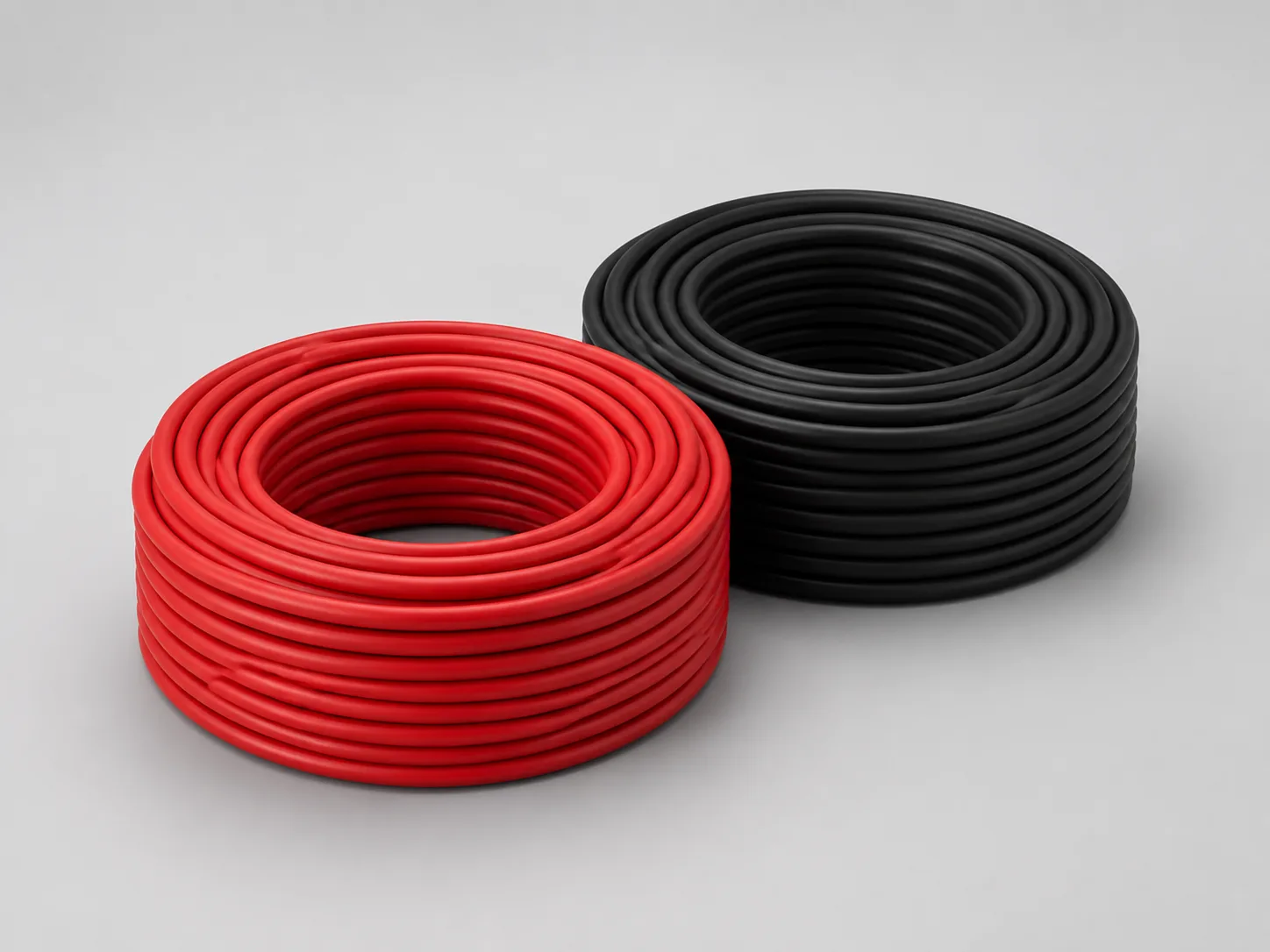 ม้วนสายไฟสีแดงและดำสำหรับระบบโซลาร์เซลล์